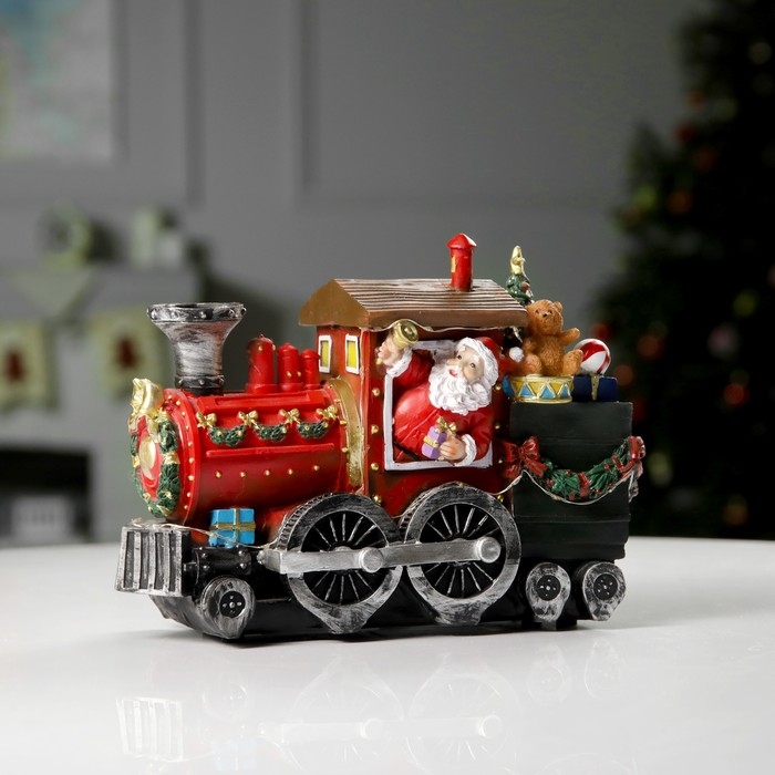 Светодиодная фигура &laquo;Паровоз с Дедом Морозом&raquo; 26.5 &times; 19.5 &times; 12.5 см, полистоун, батарейки ААх3 (не в комплекте), USB, свечение мульти