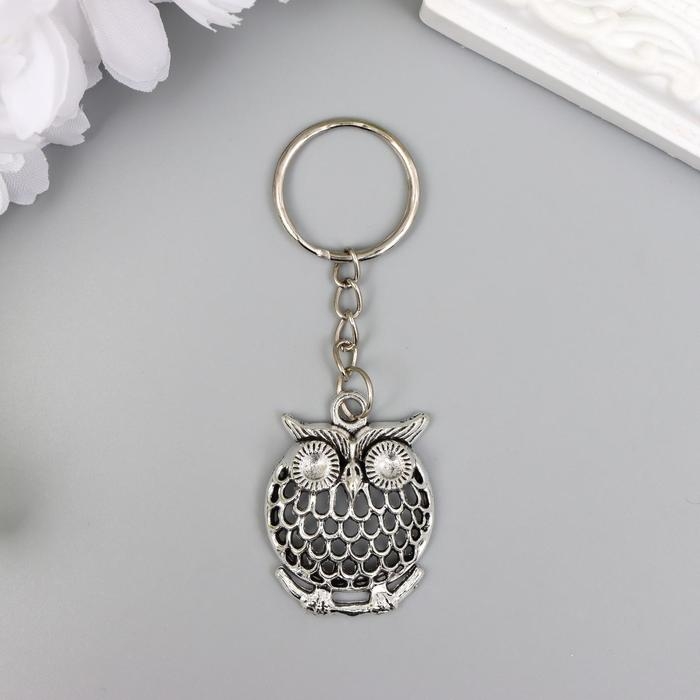 Брелок металл "Совушка на ветке" объемный ажурный 3х3х1 см