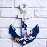 Вешалка интерьерная &laquo;Якорь&raquo;, 1 крючок, бело-синяя, 28 х 20 х 5 см