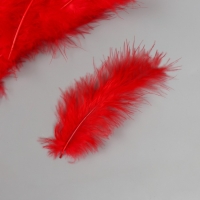 Перо декоративное гусиное пуховое "Алое" набор 40 шт h=10-15 см