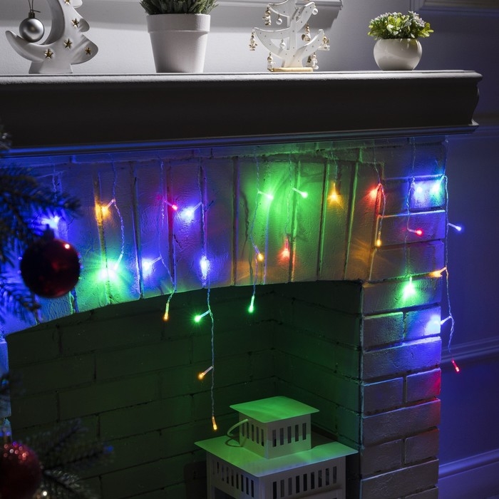 Гирлянда &laquo;Бахрома&raquo; 1.8 &times; 0.5 м, IP20, прозрачная нить, 48 LED, свечение мульти, 8 режимов, 220 В