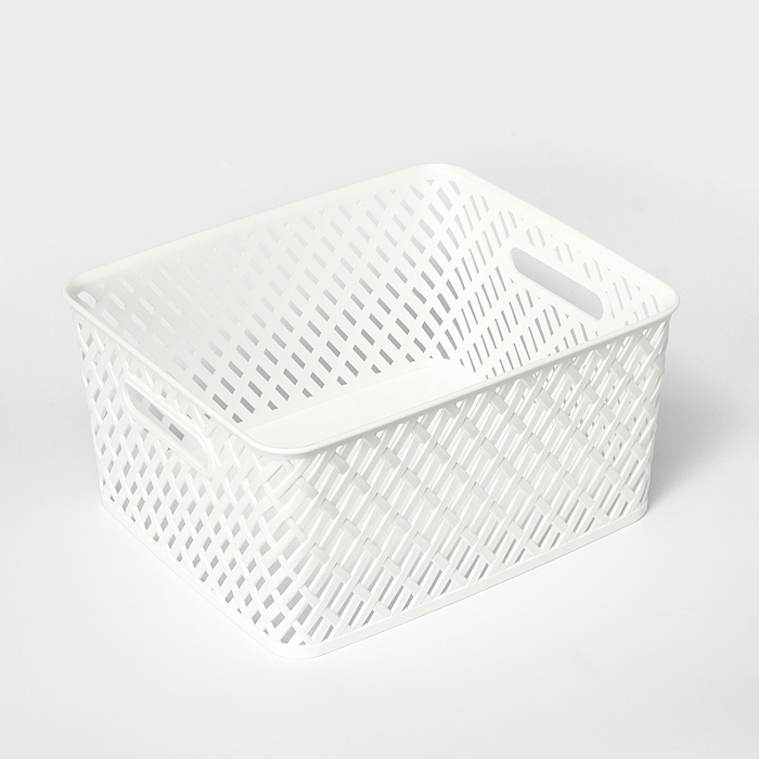 Корзина для хранения &laquo;Плетёнка&raquo;, 35&times;29&times;17,5 см, цвет белый