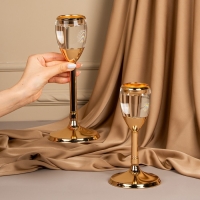 Подсвечник металл, стекло на 1 свечу &laquo;Безмятежность&raquo;, цвет золото 11 х 11 х 25.5 см