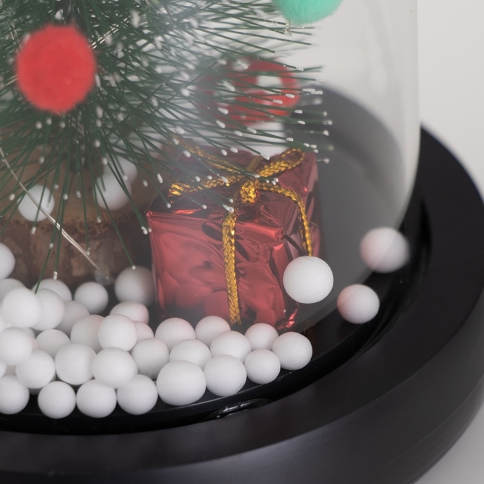 Светильник колба &laquo;Елка с шарами&raquo; 1,5Вт, LED, 3xAAA, черный USB 11х11х21см