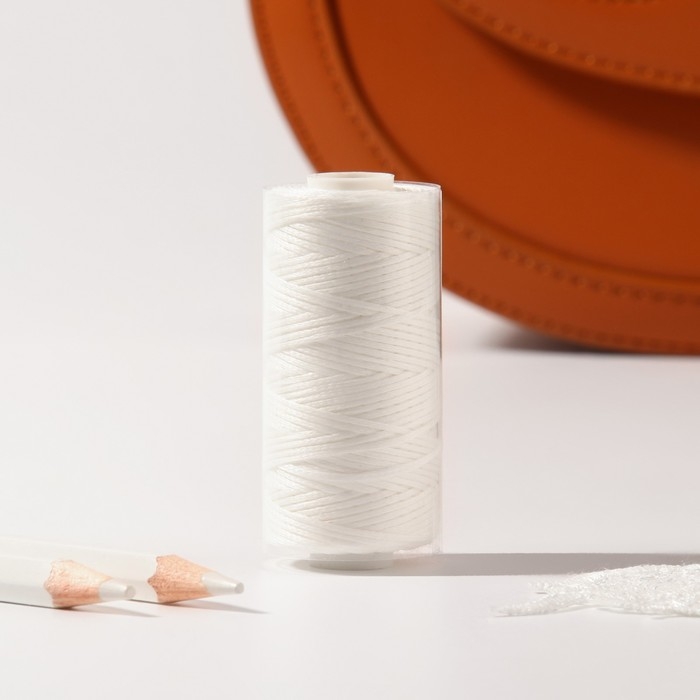 Нитки вощёные, плоские, 150D/16, 0,8 мм, 50 &plusmn; 2 м, цвет белый