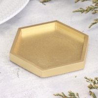 Подсвечник "Шестигранник. Мрамор" из гипса,9,7х11,3х1см,золото Подсвечник "Шестигранник. Мрамор" из гипса,9,7х11,3х1см,золото