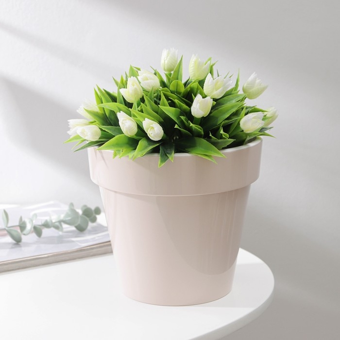 Кашпо для цветов со вставкой &laquo;Порто&raquo;, 2,4 л, цвет жемчужный