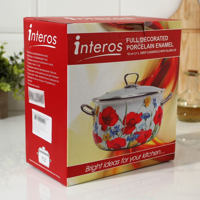 Кастрюля эмалированная &laquo;Пион&raquo;, 3.1 л, индукция