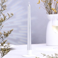 Свеча античная, 2,3х 25 см, 4 шт, лакированная, серебряный металлик