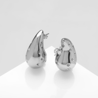 Серьги пластик &laquo;Капля&raquo; дутые, цвет серебро