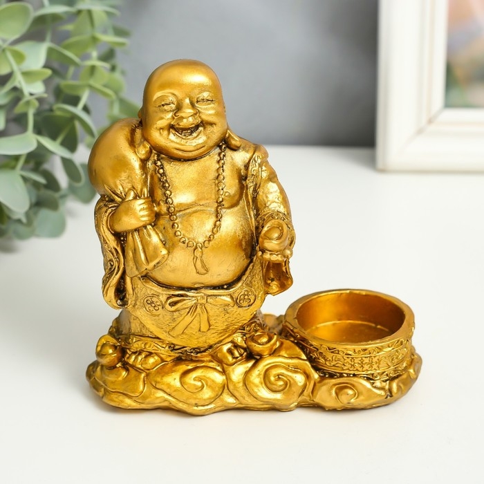 Сувенир полистоун подсвечник на 1 свечу Сувенир полистоун подсвечник на 1 свечу "Денежный хотей" МИКС 12,5х5,5х13 см