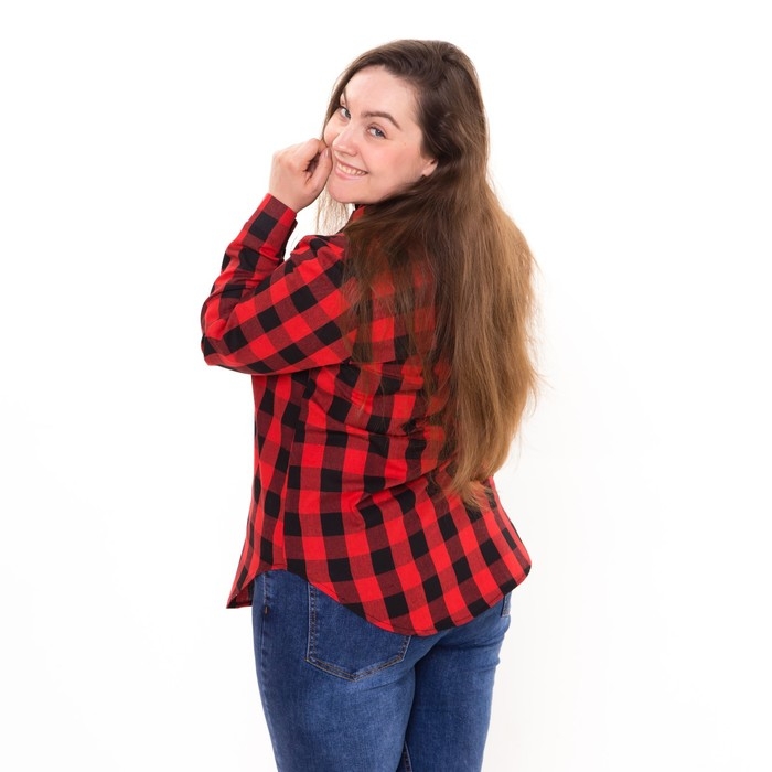 Рубашка женская, красно-черная клетка, размер 60