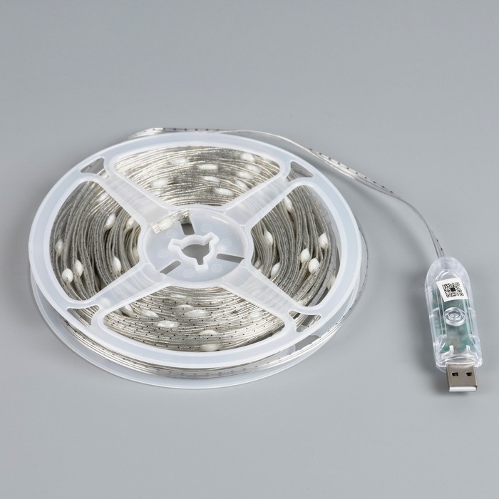 Умная гирлянда &laquo;Нить&raquo; 15 м роса, IP20, серебристая нить, 100 LED, управление с приложения, свечение RGB, USB