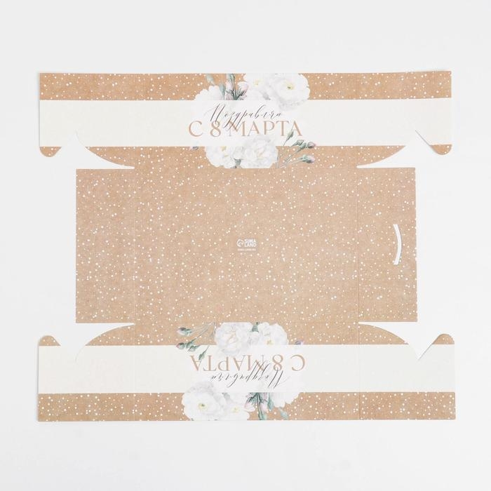 Коробка для капкейков, кондитерская упаковка с PVC крышкой, 6 ячеек &laquo;Цветы&raquo;, 8 марта, 23 х 16 х 10 см