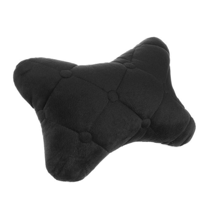 Подушка автомобильная косточка, на подголовник, 28&times;18 см, велюр, чёрный