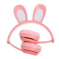 Наушники беспроводные «Зайчик», звуковые и световые эффекты, складные, цвет розовый Наушники беспроводные «Зайчик», звуковые и световые эффекты, складные, цвет розовый