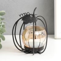 Подсвечник металл, стекло на 1 свечу "Яблочко" d-4 см 11х9х12 см