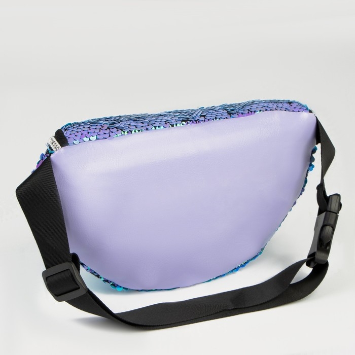 Сумка детская для девочки поясная Сумка детская для девочки поясная "Мопс", с пайетками, на молнии, цвет сиреневый