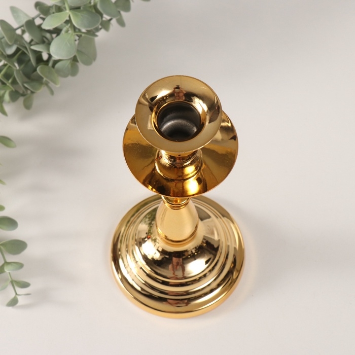 Подсвечник металл на 1 свечу "Круги на воде" d-2 см 9,5х9,5х21 см