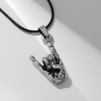 Кулон мужской &laquo;Рок&raquo; рука, цвет чернёное серебро на чёрном шнурке, 50 см