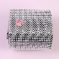 Лента с имитацией страз, 12 см, 9 &plusmn; 1 м, цвет серебряный