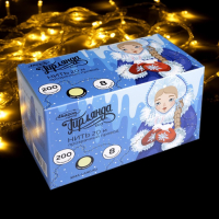 Гирлянда &laquo;Нить&raquo; 20 м, IP20, прозрачная нить, 200 LED, свечение тёплое белое, 8 режимов, 220 В