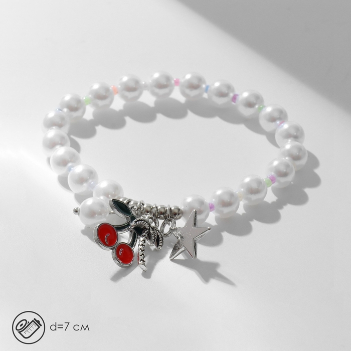 Браслет жемчуг &laquo;Марджери&raquo; вишня и пальма, цветной