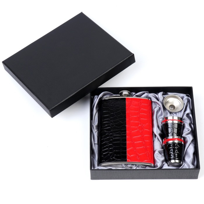 Подарочный набор 6 в 1 "Дубль": фляжка 270 мл, воронка, 4 рюмки, 17 х 17 см