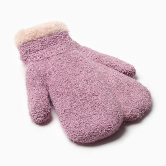 Варежки женские на иск.меху MINAKU опушка 22 см сиреневый Варежки женские на иск.меху MINAKU опушка 22 см сиреневый