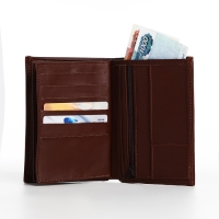 Портмоне мужское без застёжки, 3 в 1, отдел автодокументов, паспорта, карт, купюр, цвет коричневый