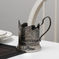 Подстаканник «Космос», d=72мм, никелированный, с чернением Подстаканник «Космос», d=72мм, никелированный, с чернением