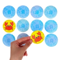 Мемо-игра: развивающие наклейки - присоски многоразовые для игры в ванной &laquo;Морские животные&raquo;, найди пару, 6 пар,12 стикеров EVA, Крошка Я