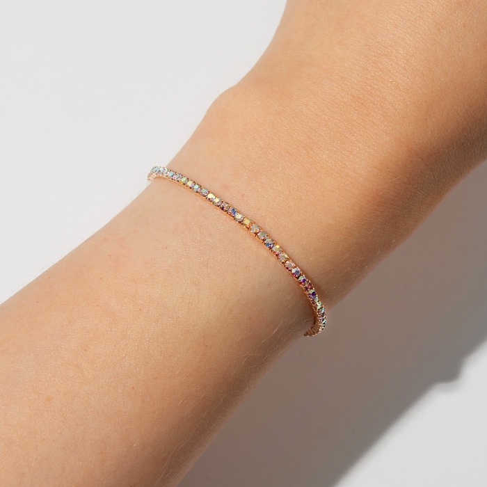 Браслет &laquo;Лёд&raquo; 1 ряд, цвет радужный в золоте, 7 см