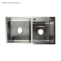 Мойка кухонная GERHANS K37843-S, врезная, двойная, 780х430х220 мм, с сифоном, S = 3.0 и 0.8 мм, глянцевая Мойка кухонная GERHANS K37843-S, врезная, двойная, 780х430х220 мм, с сифоном, S = 3.0 и 0.8 мм, глянцевая