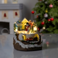 Светодиодная фигура &laquo;Поезд и снеговик&raquo; 16 &times; 10 &times; 12 см, полистоун, батарейки АААх2 (не в комплекте), USB, свечение тёплое белое