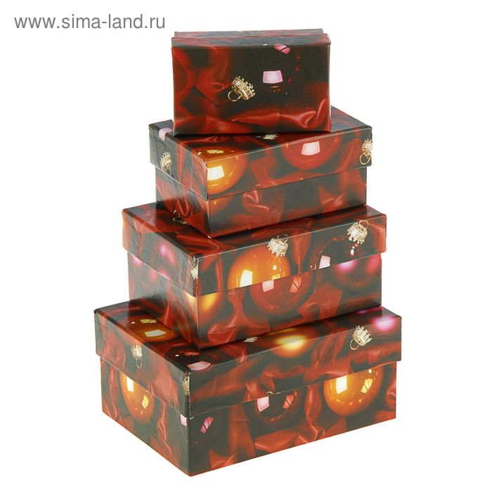Набор коробок 4в1 "Красные шары" 15 х 11 х 7 - 9 х 5 х 4 см