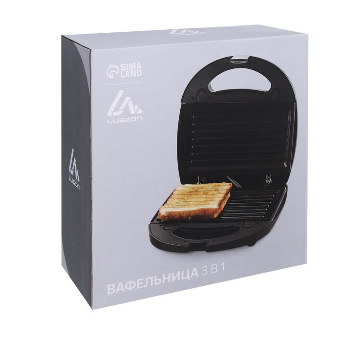 Мультипекарь LuazON LT-06, 750 Вт, венские вафли/гриль, антипригарное покрытие, чёрный Мультипекарь LuazON LT-06, 750 Вт, венские вафли/гриль, антипригарное покрытие, чёрный