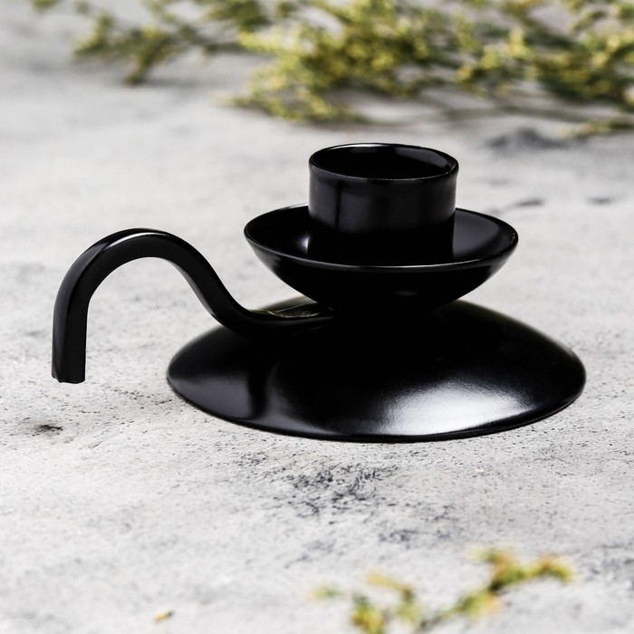 Подсвечник Подсвечник "Ретро" металл на 1 свечу, 10х4 см, чёрный муар