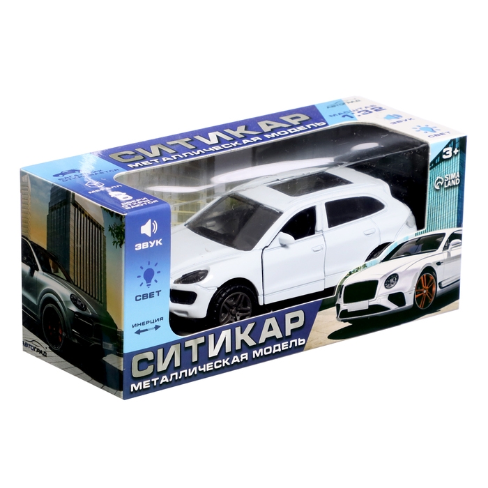 Машина металлическая &laquo;Каен&raquo;, инерция, 1:32, открываются двери, световые и звуковые эффекты, цвет белый