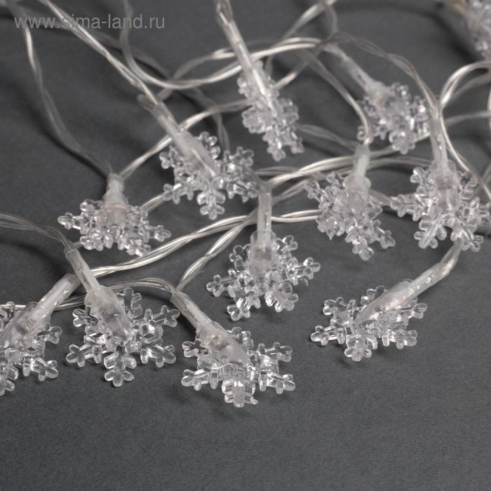 Гирлянда &laquo;Нить&raquo; 3 м с насадками &laquo;Снежинки малые&raquo;, IP20, прозрачная нить, 20 LED, свечение мульти (RG/RB), мигание, USB