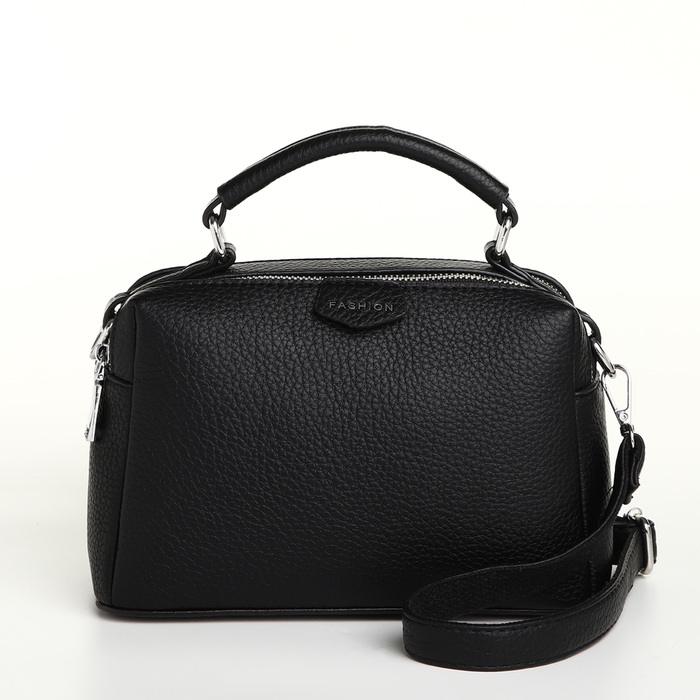 Сумка женская, 23*14*10, 2 отд на молнии, н/карман, регул ремень, черный Сумка женская, 23*14*10, 2 отд на молнии, н/карман, регул ремень, черный