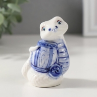 Сувенир керамика "Змейка с сокровищами" бело-синяя набор 3 шт 4,5х4,8х7 см