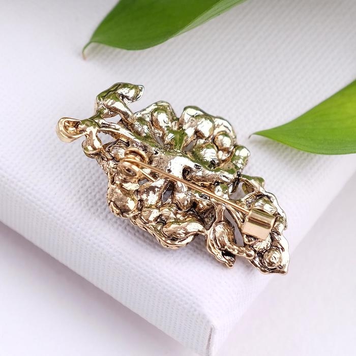 Брошь &laquo;Цветок&raquo; орхидея, цвет фиолетово-зелёный в чернёном золоте
