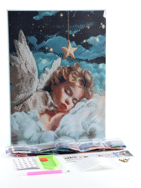 Алмазная мозаика с полным заполнением на холсте с подрамником &laquo;Ангел&raquo;, 30 х 40 см