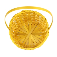 Корзина плетёная, 20&times;20&times;9 см, ручка h=25 см, бамбук, желтая