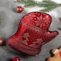 Блюдо сервировочное &laquo;Рукавица Санты&raquo;, 23 см, цвет красный