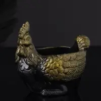 Кашпо "Курица" 10х9х6 см, черный с позолотой