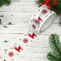 Скотч новогодний с логотипом "ОлениСнежинки 2" 48*45м 45мкм Скотч новогодний с логотипом "ОлениСнежинки 2" 48*45м 45мкм