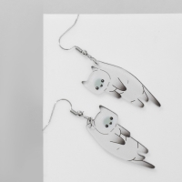 Серьги акрил &laquo;Котики&raquo;, цвет бело-серый