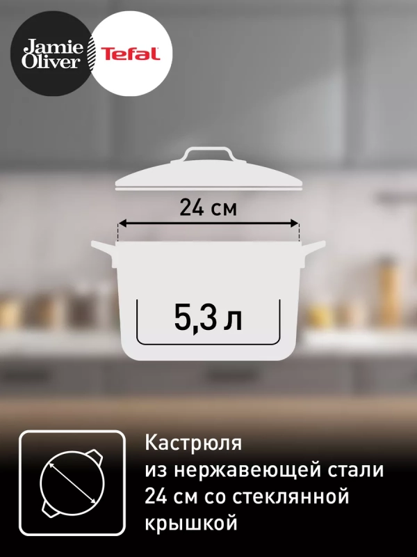 Кастрюля со стеклянной крышкой JO Kitchen Essentials 24 см